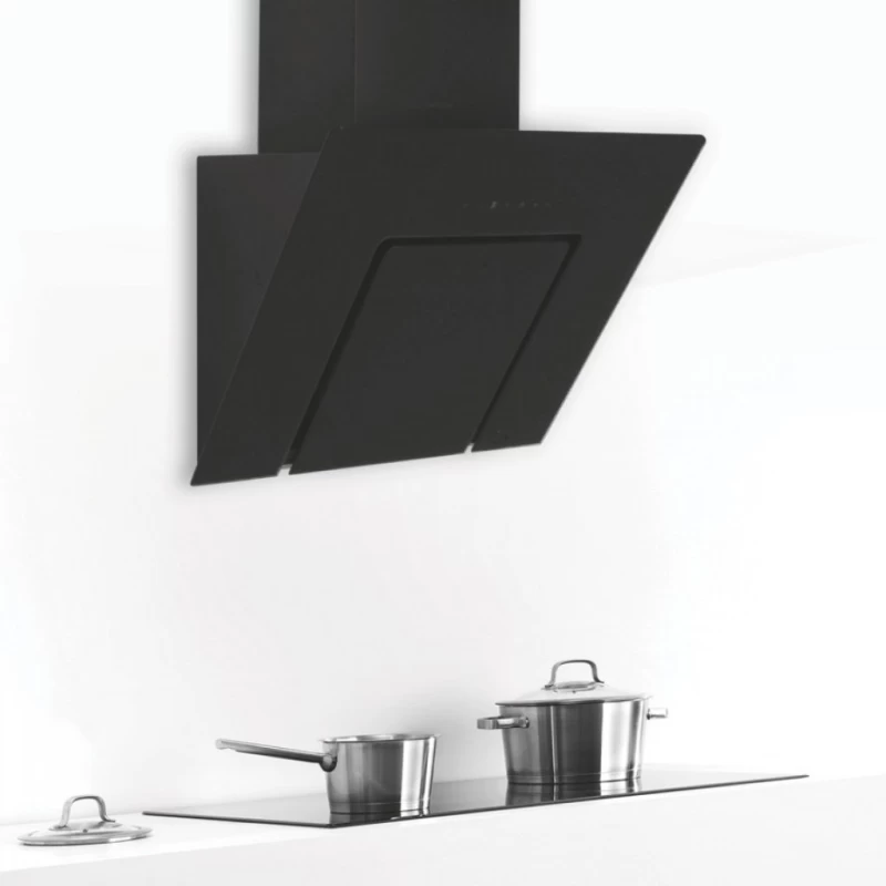 Απορροφητήρας Κουζίνας Καμινάδα 60cm Μαύρο Πυρίμαχο Κρύσταλλο σειρά 0173