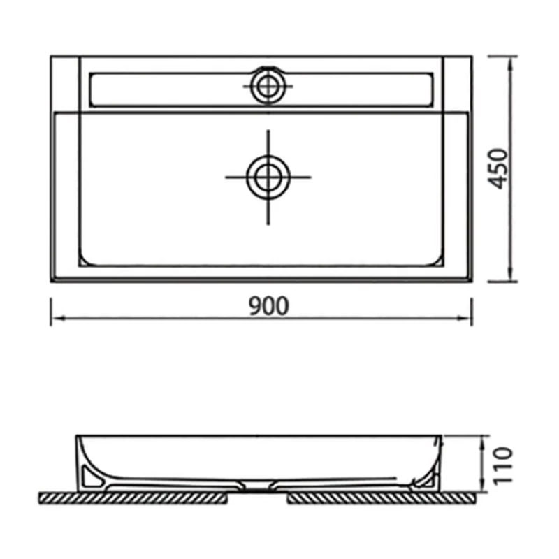 Νιπτήρας Επικαθήμενος Karag σειρά Edge 6490 (90x45cm)