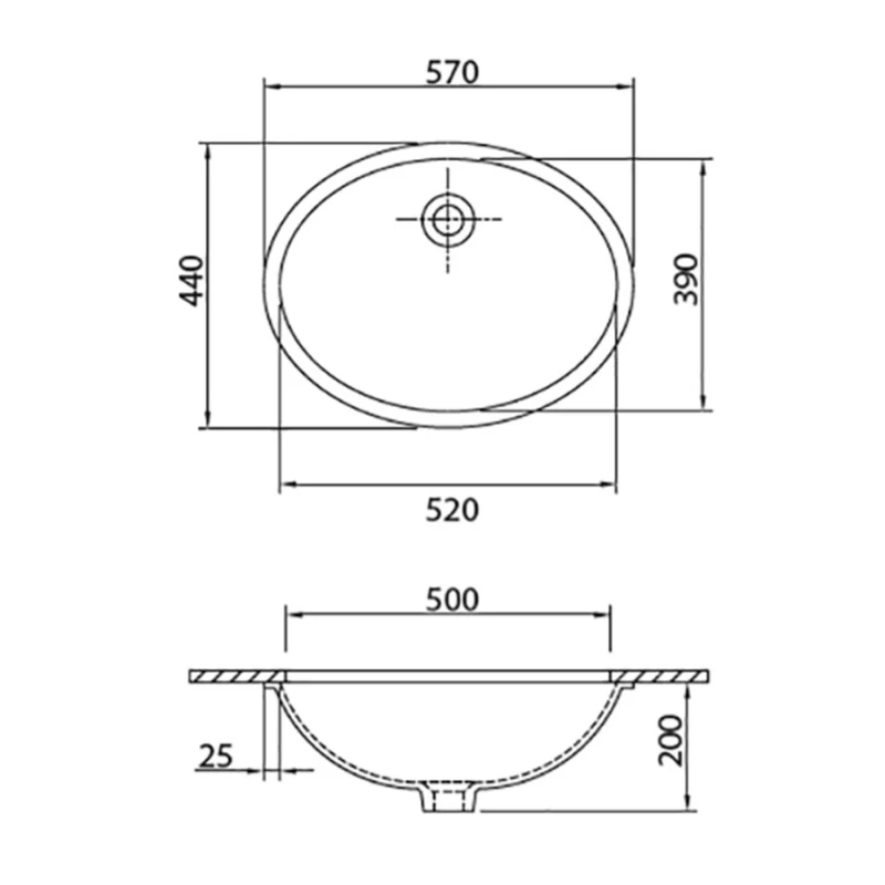 Νιπτήρας Υποκαθήμενος Karag σειρά Hilton 4100 Λευκό (57x44cm)