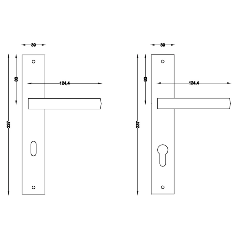 Πόμολα Πόρτας Top Line χειρολαβές με πλάκα 701-64 Λευκό ματ (Image 2)