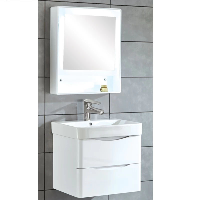 Έπιπλο Μπάνιου με Καθρέφτη & Νιπτήρα σειρά 0090 σε Λευκό (60x45cm)