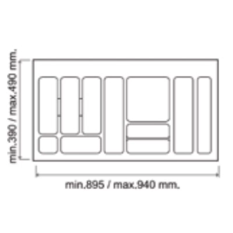 Πλαστική κουταλοθήκη για συρτάρι κουζίνας 100cm σε Γκρι σειρά 781