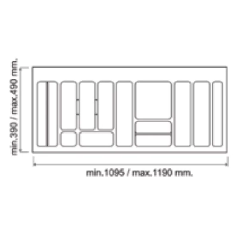 Πλαστική κουταλοθήκη για συρτάρι κουζίνας 120cm σε Γκρι σειρά 782