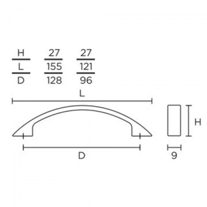 Λαβές Επίπλων Convex σειρά 0219 Όρο ματ (9.6cm ή 12.8cm)