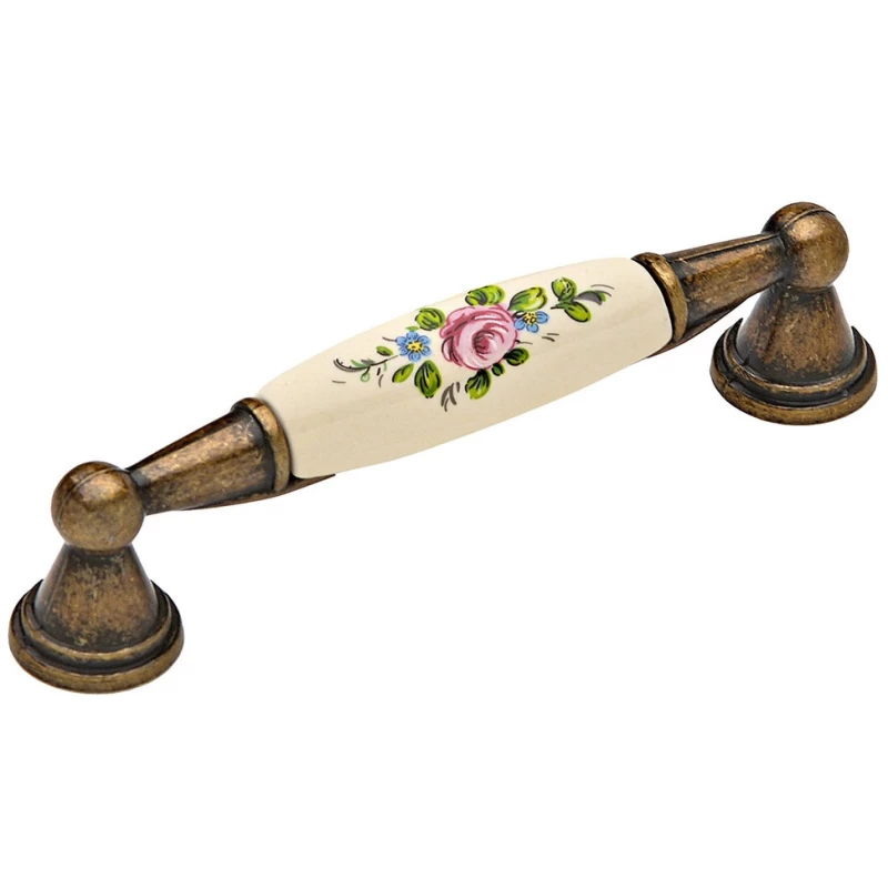 Λαβές Επίπλων Πορσελάνης Roline σειρά 0520 σε Αντικέ Ροζ (Μήκος 12cm) (Image 1)