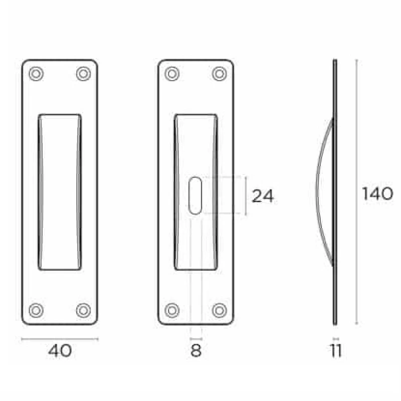 Χούφτες συρόμενης πόρτας Convex σειρά 0155 Νίκελ ματ (14x4cm)