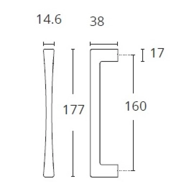 Λαβή Συρόμενης πόρτας Convex 1173-160 Νίκελ ματ (Μήκος 17.7cm)