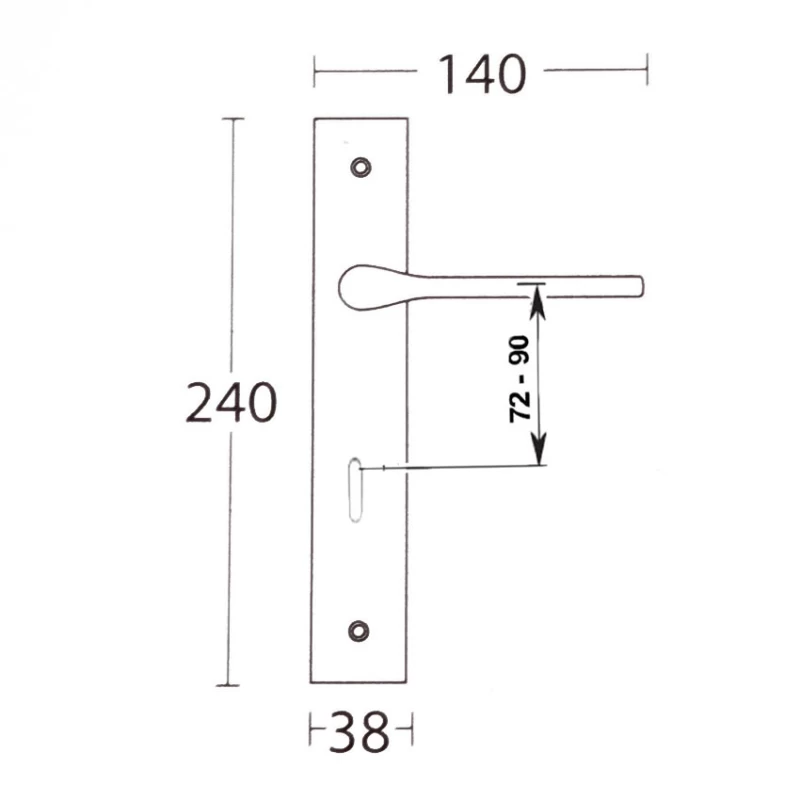 Πόμολα Πόρτας Convex χειρολαβές με πλάκα 1515 Χρώμιο Γυαλιστερό (Image 2)