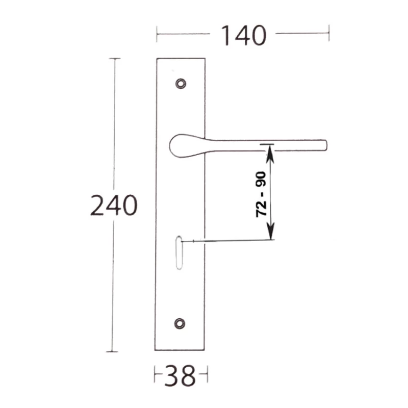 Πόμολα Πόρτας Convex χειρολαβές με πλάκα 1485 Μαύρο ματ (Image 2)