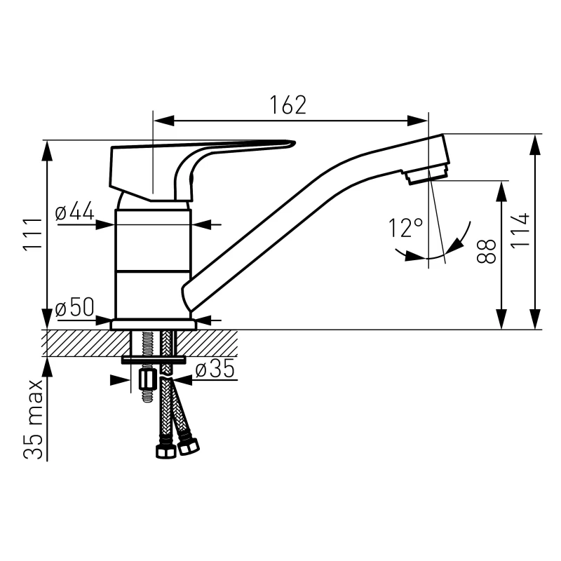 Μπαταρία Νιπτήρα Ferro σειρά Tiga BTG2AVL Χρωμέ (Ύψος 11.4cm)