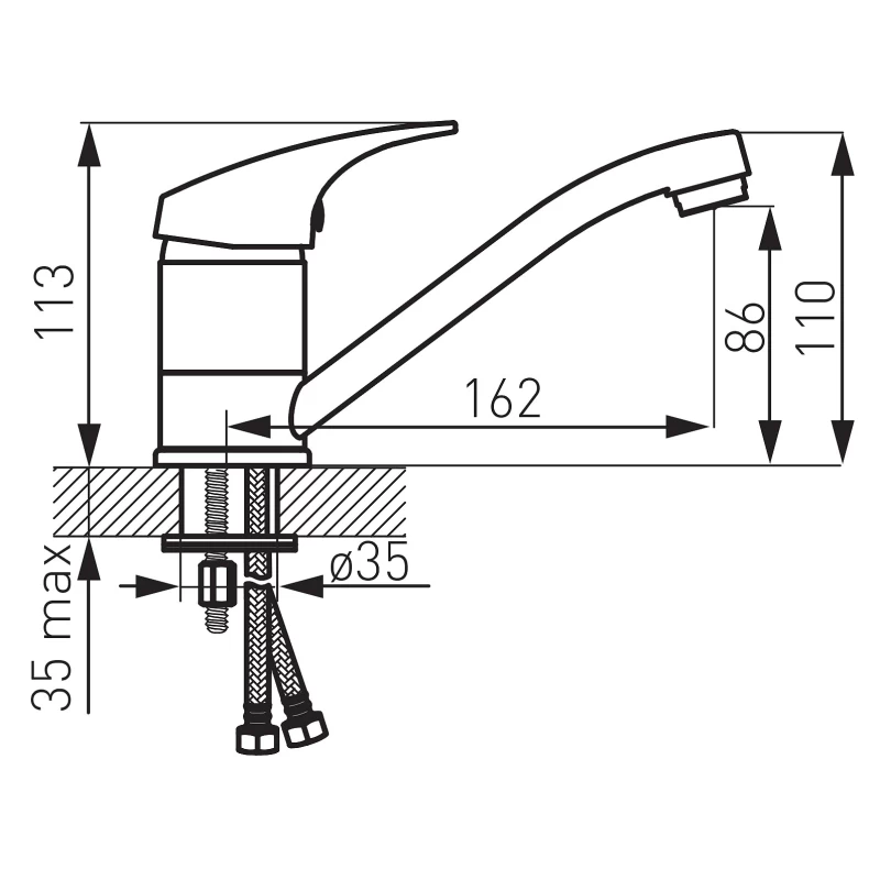 Μπαταρία Νιπτήρα Ferro σειρά One BF02A Χρωμέ (Ύψος 11.3cm)