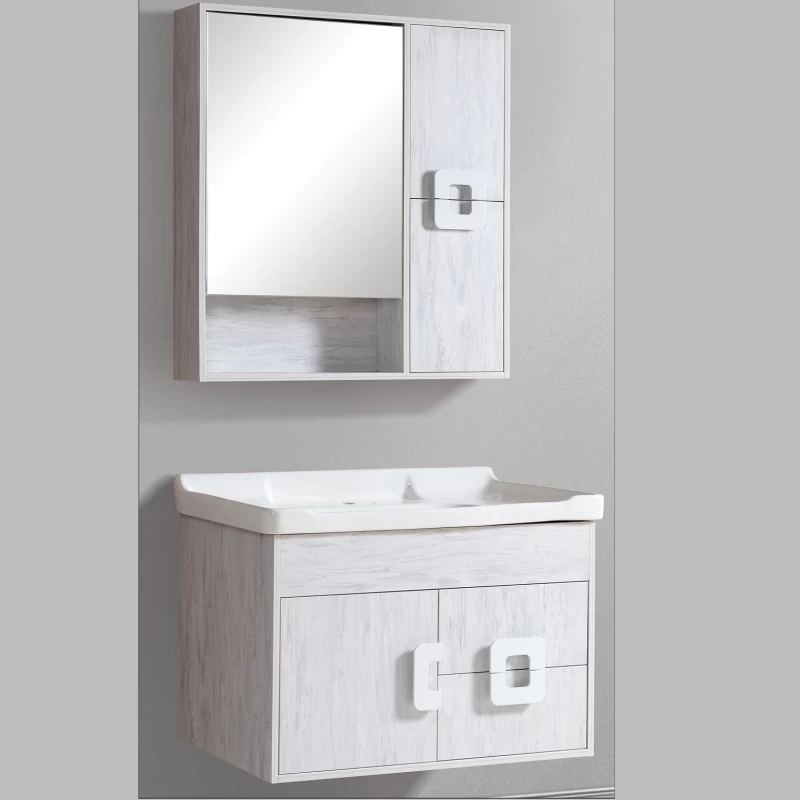 Έπιπλο Μπάνιου με Καθρέφτη & Νιπτήρα σειρά 0083 σε Λευκό (80x48cm)