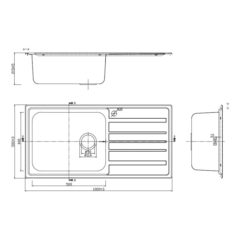 Νεροχύτης Ανοξείδωτος Karag σειρά BL-821 Σατινέ (100x50cm)