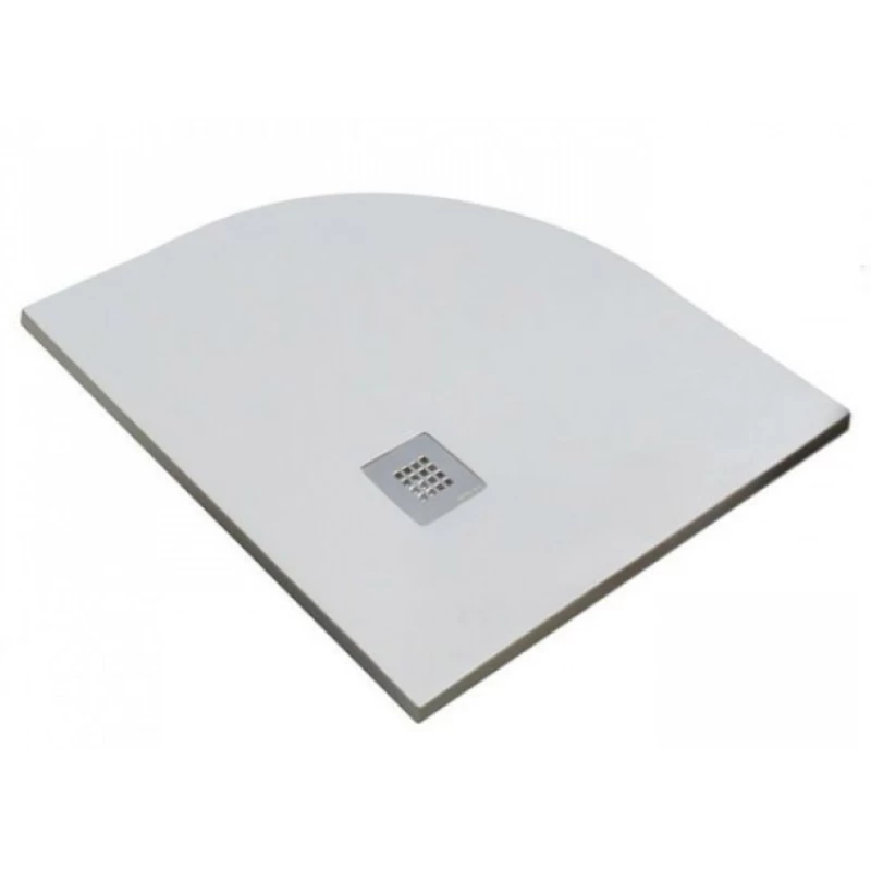Ντουζιέρα Ημικυκλική Classic Signal White 9003 με Λευκή Υφή Πέτρας (80cm ή 90cm)