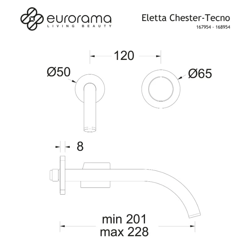 Μπαταρία Νιπτήρος Εντοιχισμού Eurorama Eletta Tecno 167954-410 Μαύρο Βουρτσισμένο