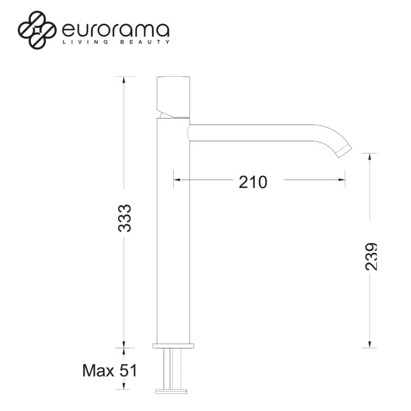 Μπαταρία Νιπτήρος Eurorama Eletta Tecno 167309P-110 Inox Σατινέ (Ύψος 33.3cm)
