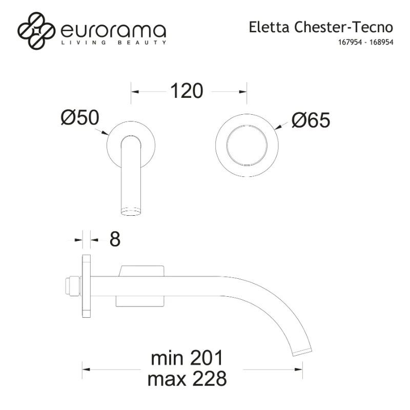 Μπαταρία Νιπτήρος Εντοιχισμού Eurorama Eletta Tecno 167954-110 Inox Σατινέ