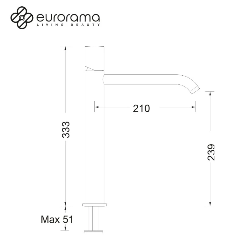 Μπαταρία Νιπτήρος Eurorama Eletta Tecno 167309P-100 Χρώμιο (Ύψος 33.3cm)