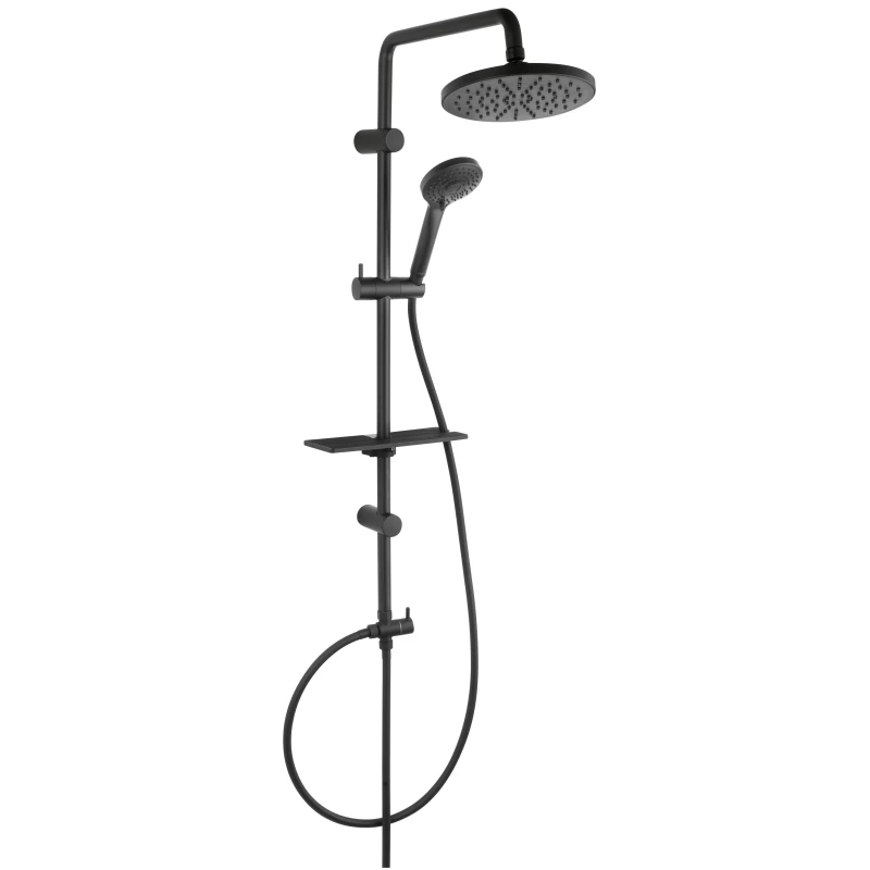 Στήλη Ντους Ferro με Τηλέφωνο & Σπιράλ Rondo Lux NP23-BL Μαύρο Ματ (Image 1)