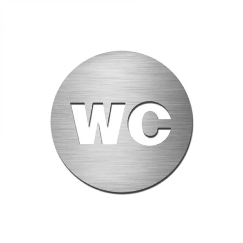 Αυτοκόλλητη Ένδειξη σήμανση στρογγυλή 510 WC σε Ανοξείδωτο (9cm)