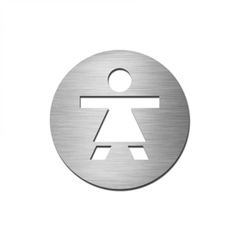 Αυτοκόλλητη Ένδειξη σήμανση στρογγυλή 510 WC Γυναικών σε Ανοξείδωτο (9cm)