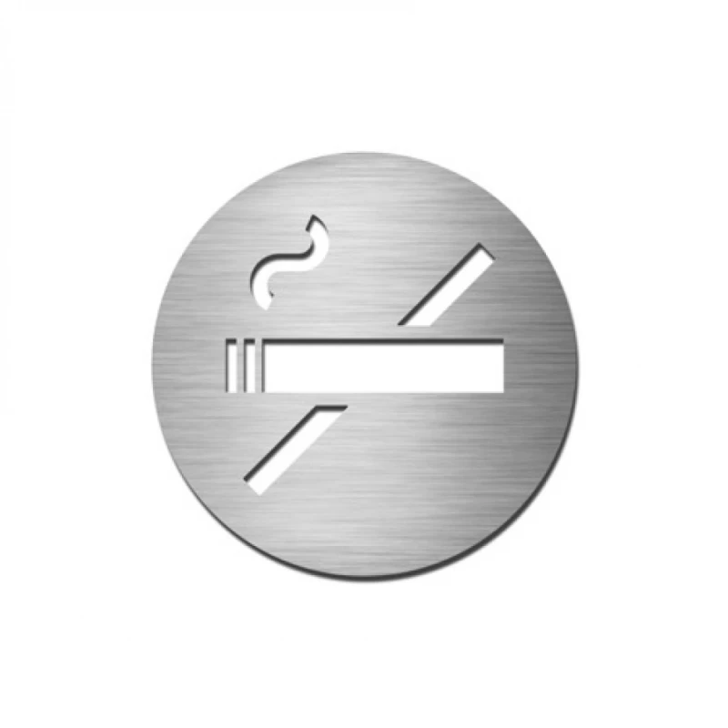 Αυτοκόλλητη Ένδειξη σήμανση στρογγυλή 510 Απαγορεύεται το Κάπνισμα σε Ανοξείδωτο (9cm)