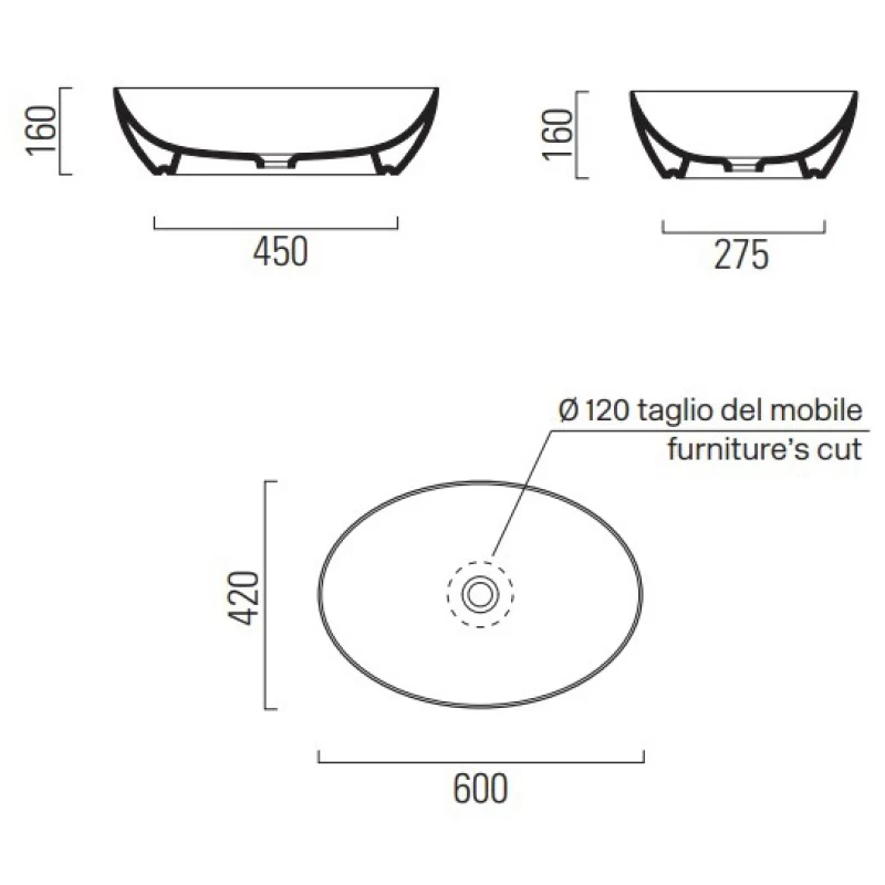 Νιπτήρας Επικαθήμενος GSI Pura 8842-920 Ghiaccio (60x42cm)