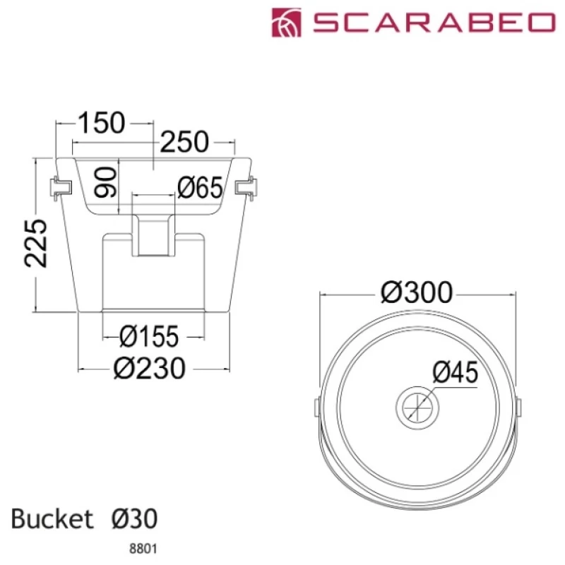 Νιπτήρας Επικαθήμενος Scarabeo Bucket 8801 Λευκό (Φ.30x22.5cm)