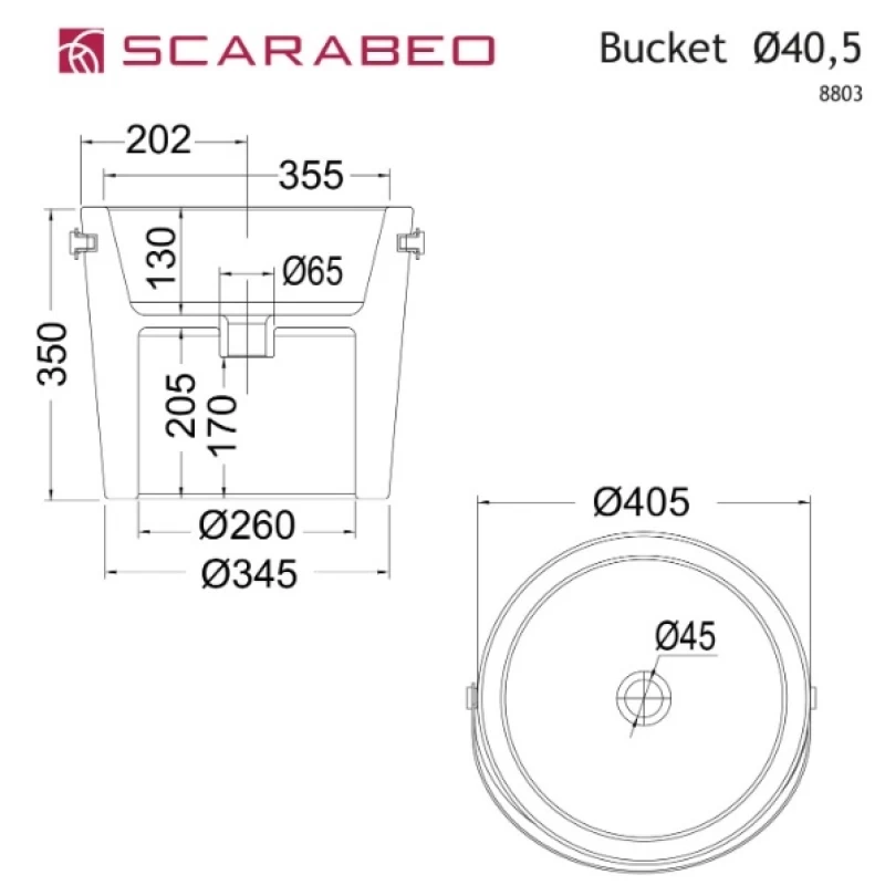 Νιπτήρας Επικαθήμενος Scarabeo Bucket 8803 Λευκό (Φ.40.5x35cm)