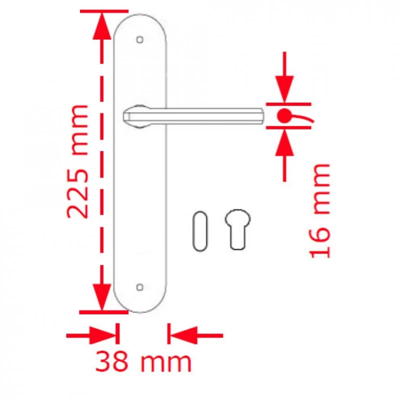 Πόμολα Πόρτας χειρολαβές με πλάκα 3255-65 Ανθρακί (Image 2)