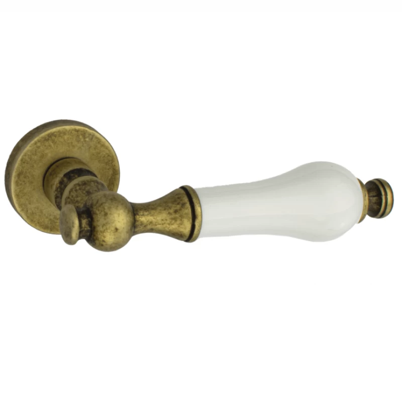 Πόμολα Πόρτας Πορσελάνης Χειρολαβές με ροζέτα 00218 Αντικέ Ματ (Image 1)