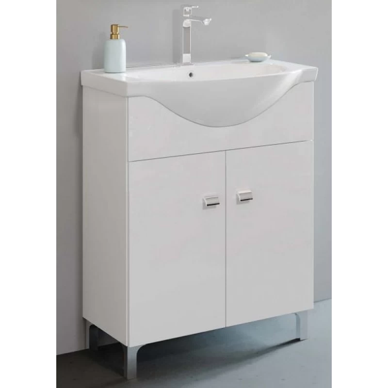Έπιπλο μπάνιου Smart με Νιπτήρα, Καθρέφτη σειρά 0232 White Glossy (71x62cm)