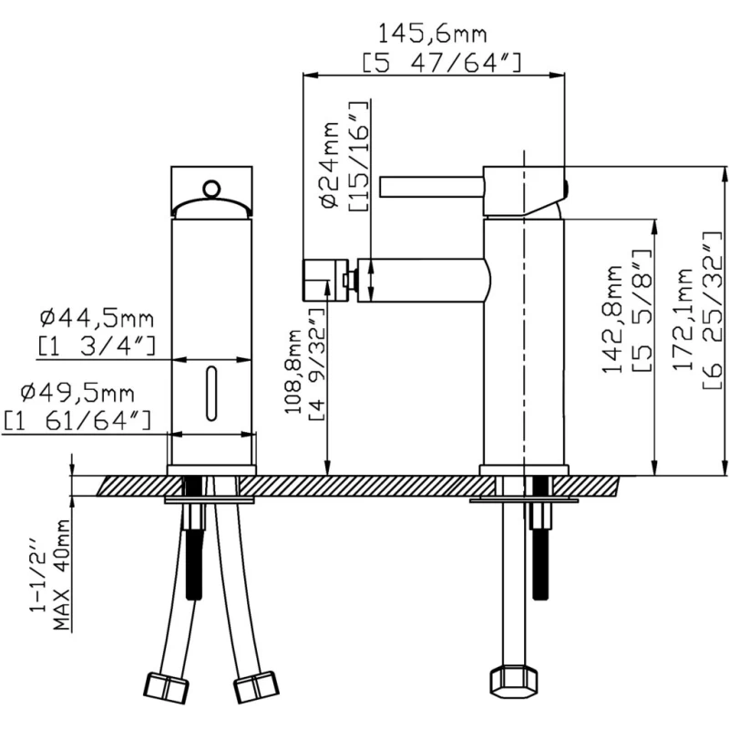 Μπαταρίες Μπιντέ Karag Artemis σειρά B205A05-CR Χρώμιο (Ύψος 17cm)