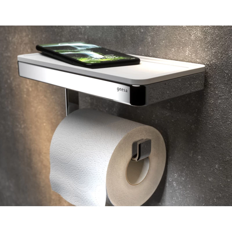 Χαρτοθήκη με Εταζέρα Geesa Frame 8824-300 Ματ Λευκό/Χρώμιο (Image 2)