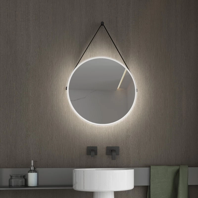 Καθρέπτης με Δερμάτινο Ιμάντα & LED Luminor Hung (Φ.45cm)