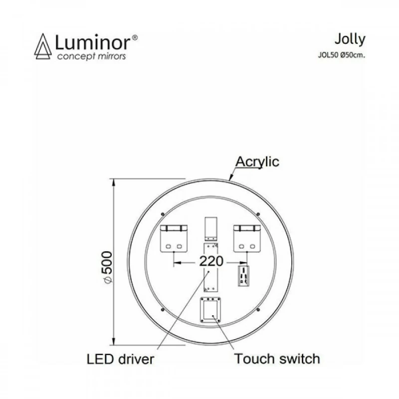 Καθρέπτης Φωτιζόμενος με LED Luminor Jolly (Φ.50cm)