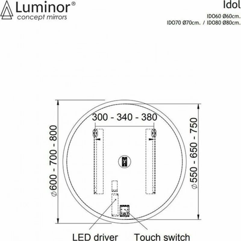 Καθρέπτης Φωτιζόμενος με LED Luminor Idol (σε 3 Διαστάσεις)