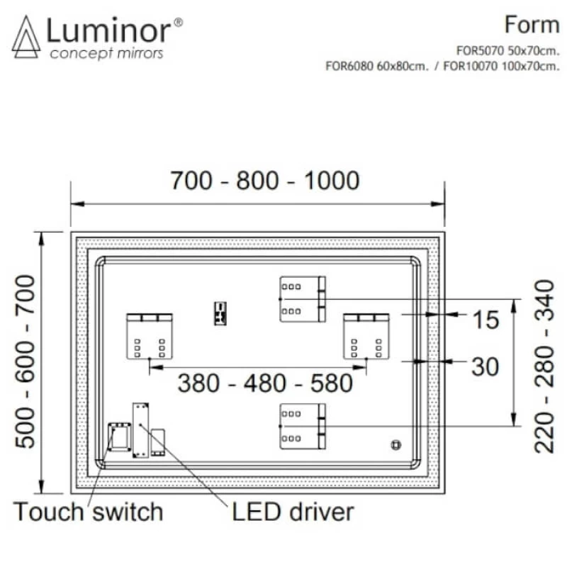 Καθρέπτης Φωτιζόμενος με LED Luminor Form (σε 3 διαστάσεις)