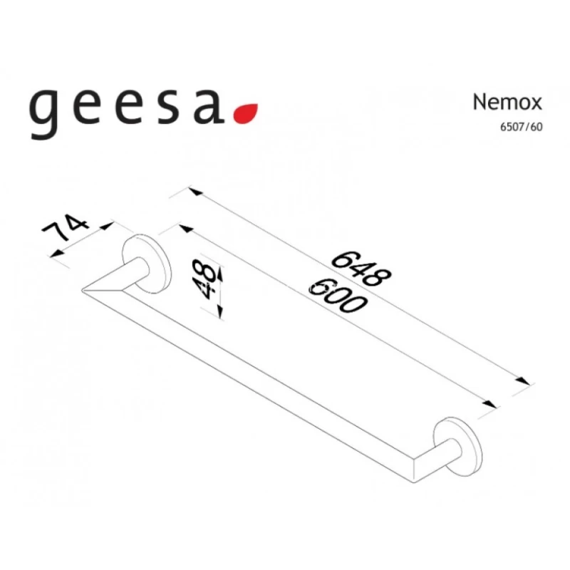 Πετσετοθήκη μπάνιου Geesa Nemox 6507-400 Μαύρο Ματ (Μήκος 64.8cm)