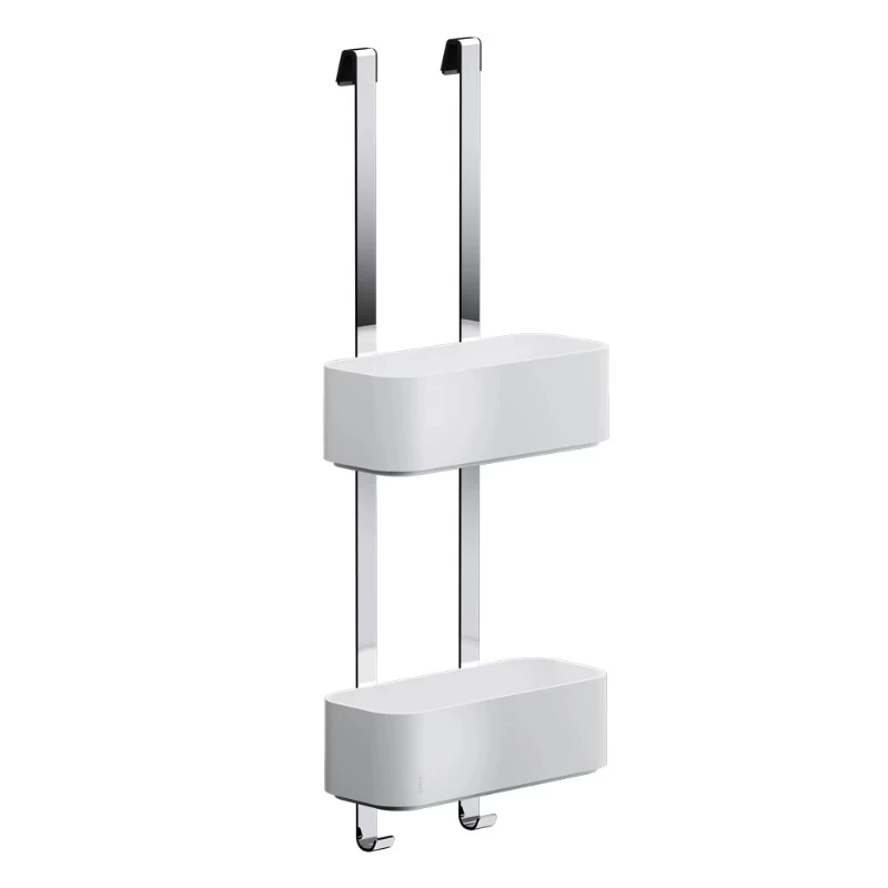 Σπογγοθήκη Μπουκαλοθήκη κρεμαστή για καμπίνα Geesa 8902-300 Χρώμιο Ματ Λευκό (Image 1)