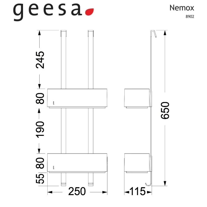 Σπογγοθήκη Μπουκαλοθήκη κρεμαστή για καμπίνα Geesa 8902-300 Χρώμιο Ματ Λευκό