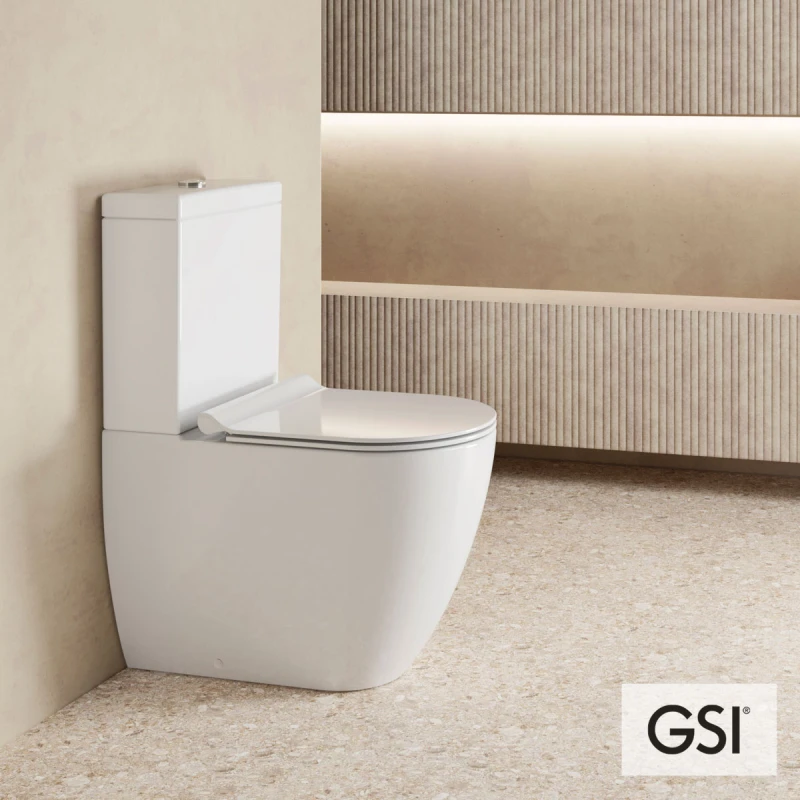 Λεκάνη Δαπέδου με Καζανάκι & Κάλυμμα Slim Soft Close GSI Pura Swirl 880600SC-300 Λευκό (63cm) (Image 1)