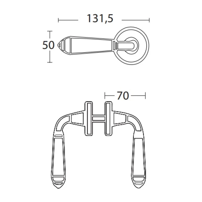 Πόμολα Πόρτας Πορσελάνης Convex με ροζέτα 0695 Ματ Λευκό Γκρι (Image 2)