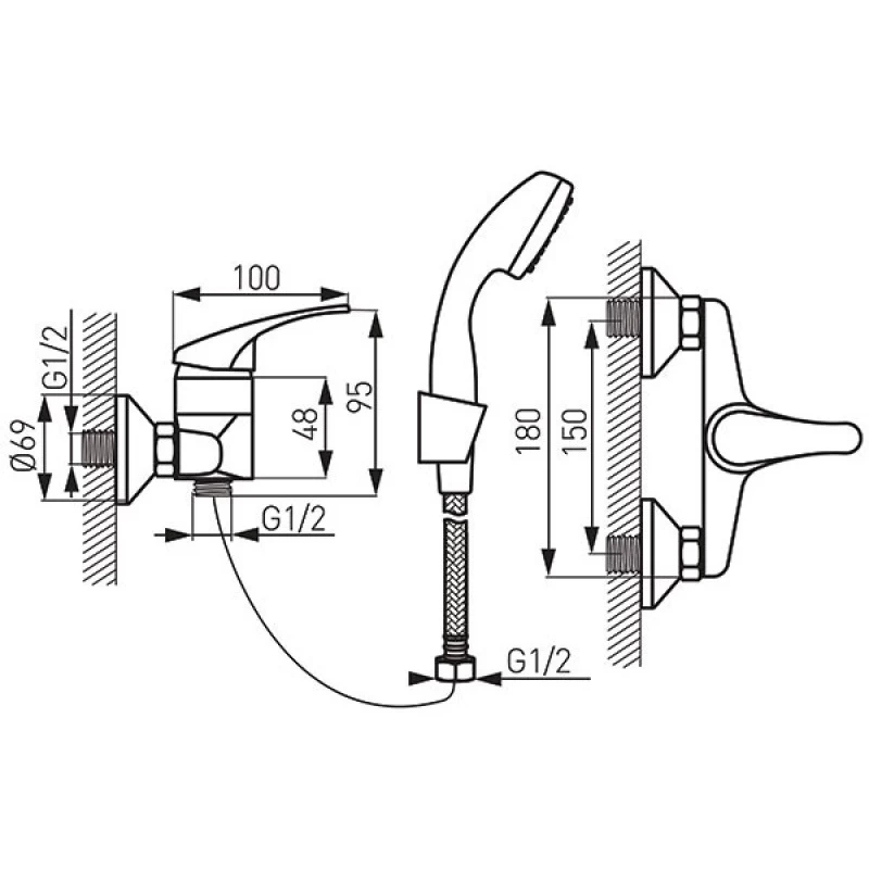 Μπαταρία Ντουζιέρας Ferro Basic BBC77 Χρώμε