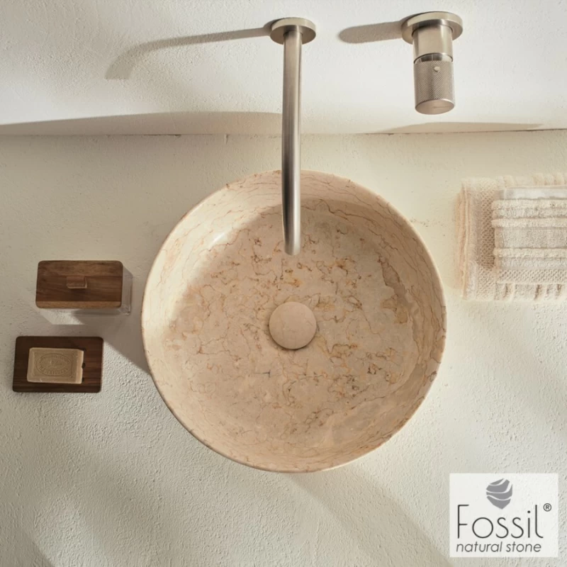 Νιπτήρας Μαρμάρινος Fossil Bucket Marble MR42-500 Beige (42x35cm)