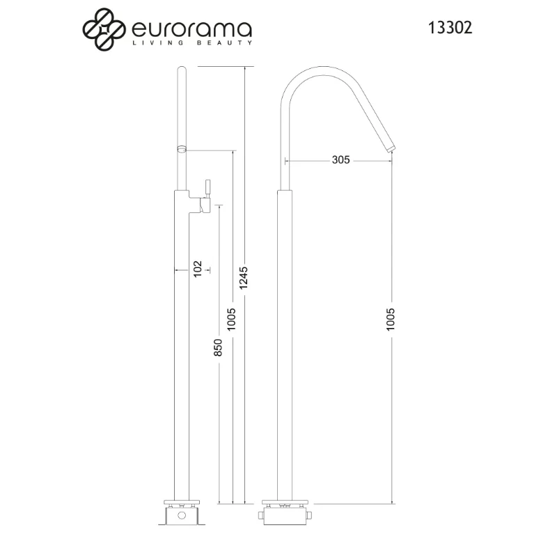 Μπαταρία Νιπτήρος Δαπέδου Eurorama 13302-100 Χρώμιο