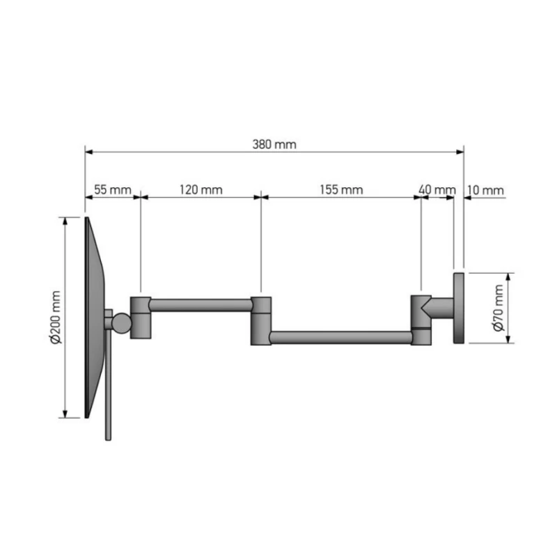 Μεγεθυντικός Καθρέπτης Επιτοίχιος Sanco MR-701-M116 Μαύρο Ματ