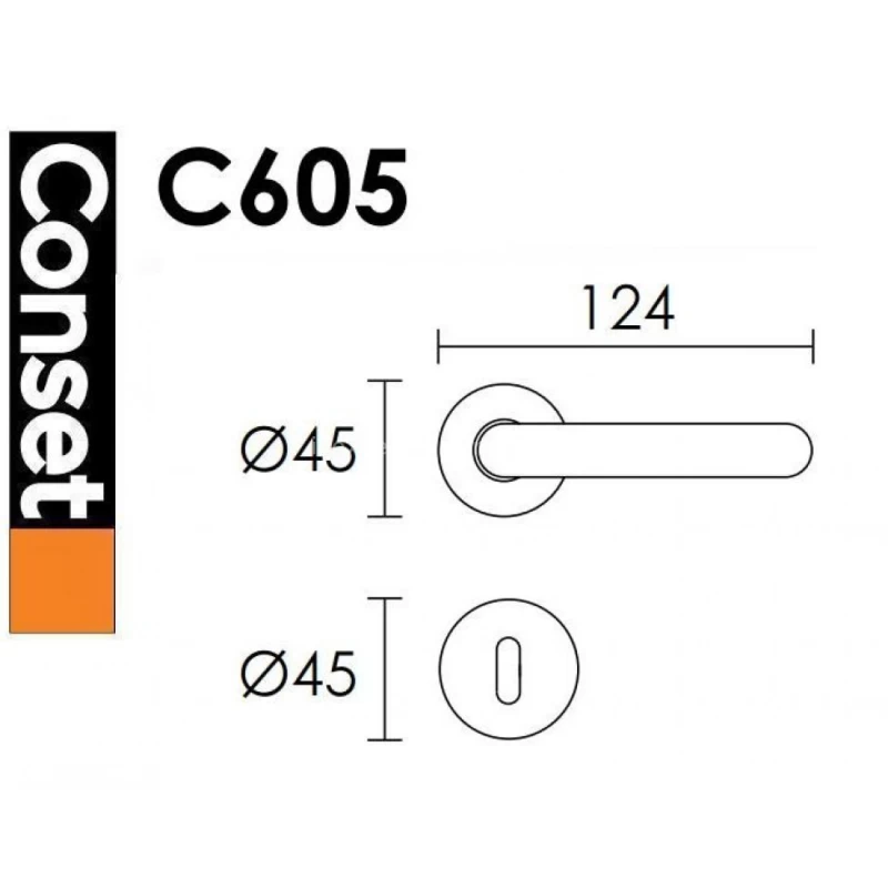 Πόμολα Πόρτας Conset χειρολαβές με ροζέτα σειρά C605 Αντικέ ματ
