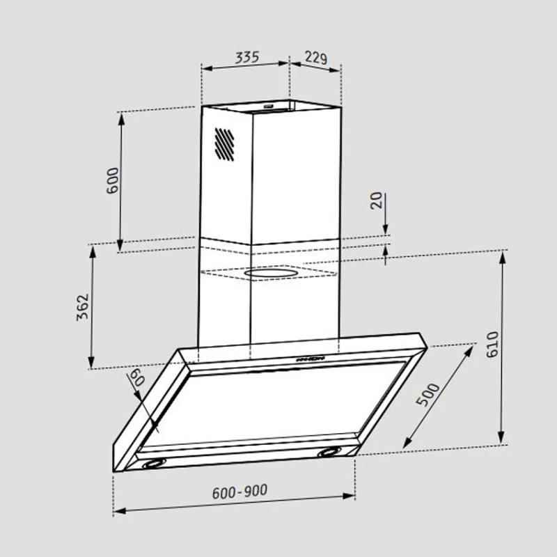 Απορροφητήρας Pyramis Specieto Μαύρο Γυαλί 60cm - (065039001)