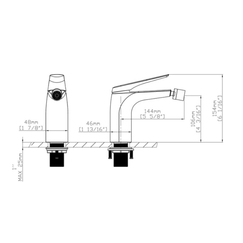 Μπαταρία Μπιντέ Karag σειρά Lea B05005 σε Gun Metal (Ύψος 15.4cm)